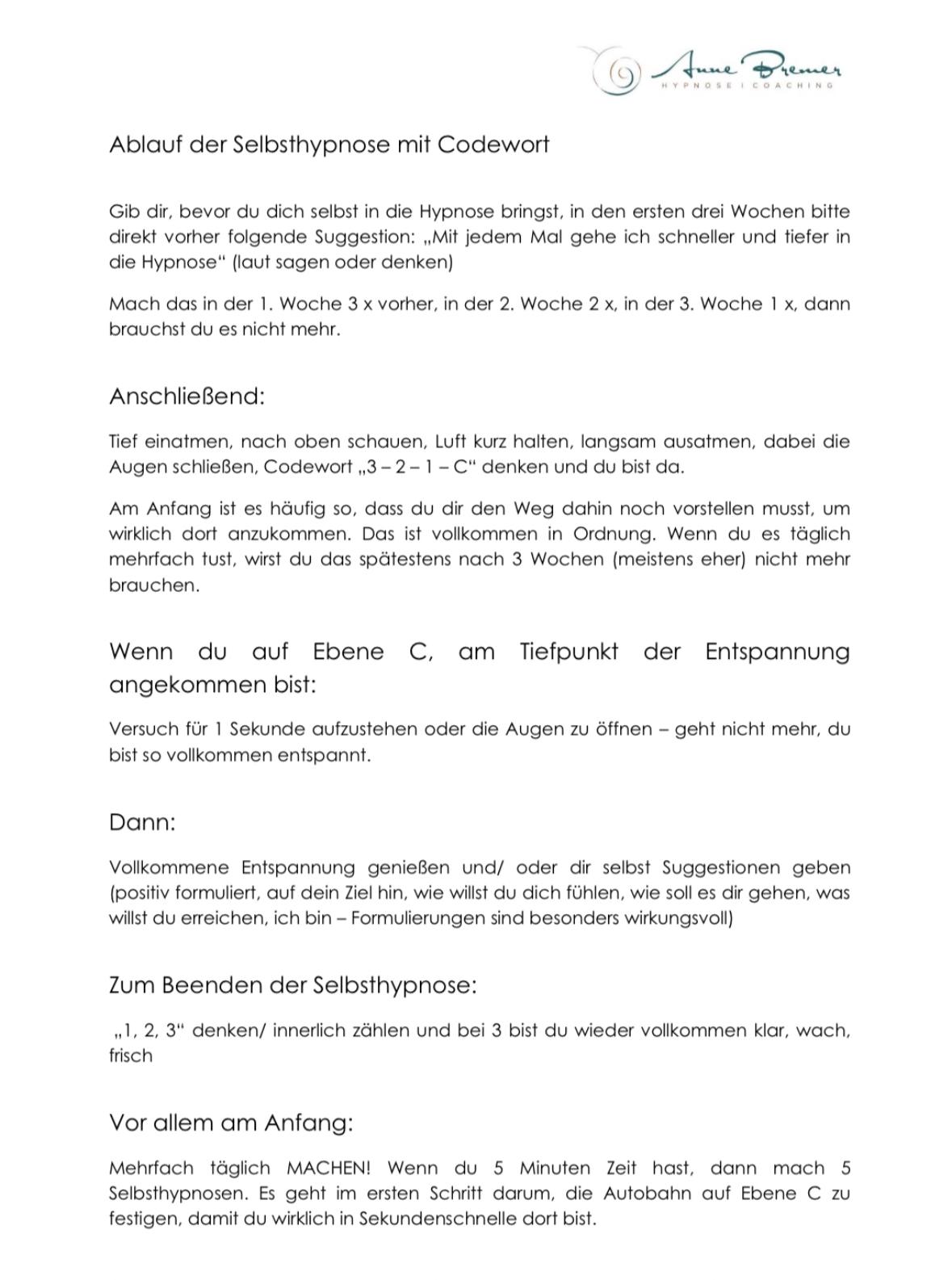 Selbsthypnose Ablauf
